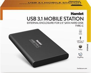 Produktbild Hamlet USB 3.1 Tyce-C externes Aluminium-Gehäuse für SATA 2.5 Festplattenlaufwerk (2.5")