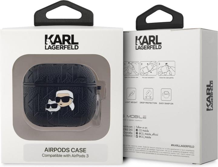 Actual product image Karl Lagerfeld KLA3PGKCPK AirPods 3 cover czarny/black Monogram Karl & Choupette Head (Headphone sleeve)