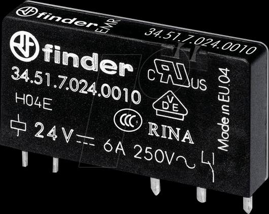 Actual product image Finder S.p.A. 34.51.7.024.5010 Print relay 24 V/DC 6 A 1 change-over contact 1 pc (34.51.7.024.5010)