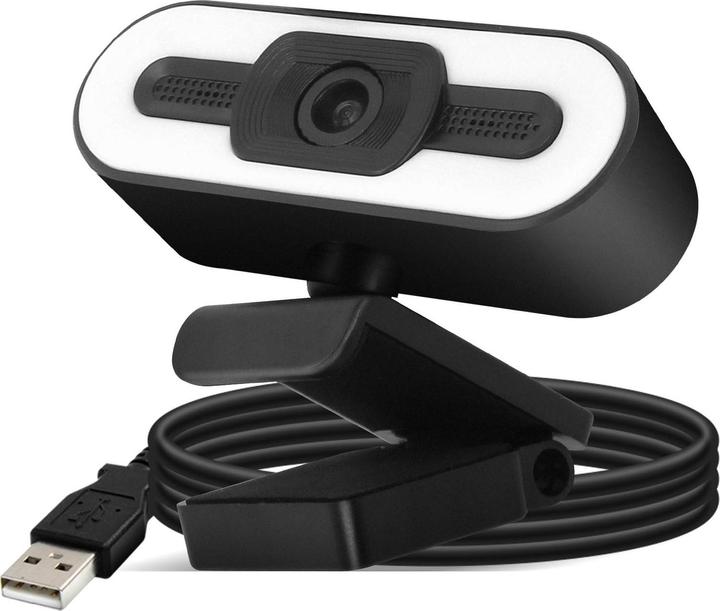 Produktbild Avizar 1080P HD-Weitwinkel-Streaming-Webcam mit LED-Licht + Mikrofon - Schwarz (2 Mpx)