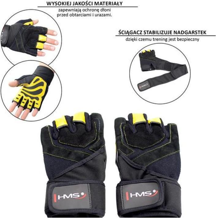 Produktbild HMS Gymnastikhandschuhe Schwarz/Gelb Grösse XL (XL)