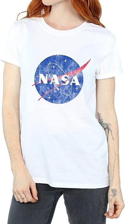 Nasa Insignia Distressed Logo Baumwolle Boyfriend TShirt
