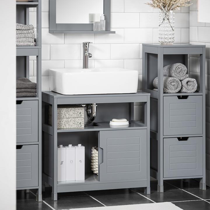 Produktbild SoBuy Waschbeckenunterschrank stahlgrau (60 x 30 x 61 cm)