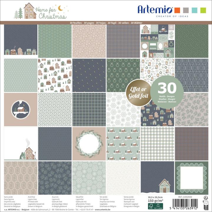 Actual product image Artemio Scrapbook block "Home for Christmas" (150 g/m², 30 x)