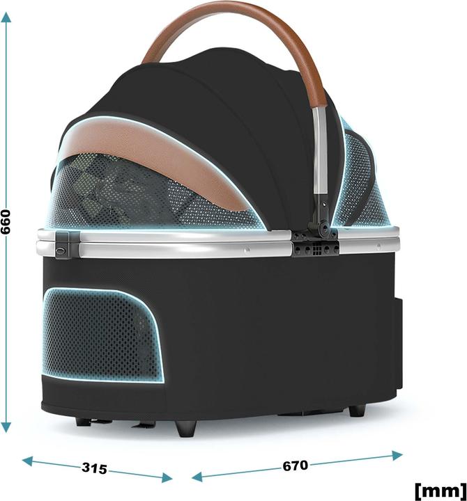 Actual product image Fudajo 2in1 Dog Buggy Foldable Dog Pram Black Domestic Animals’ Pushchair with Rack Transport Bag (Dog, Foldable)
