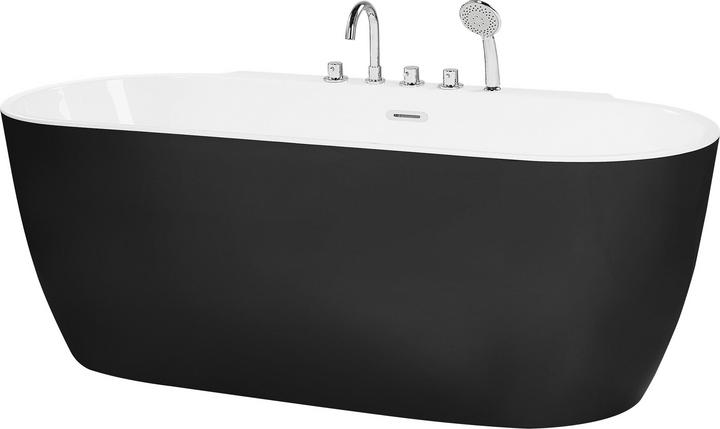 Actual product image Beliani Bathtub freestanding black with tap oval 170 x 80 cm ROTSO (286 l, 170 cm)
