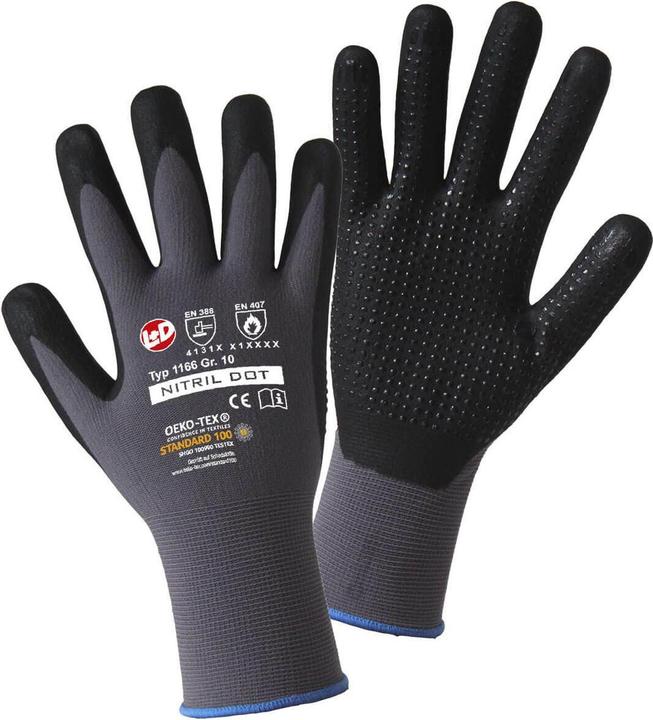 L+D NITRIL DOT fine knit glove (10, XL)