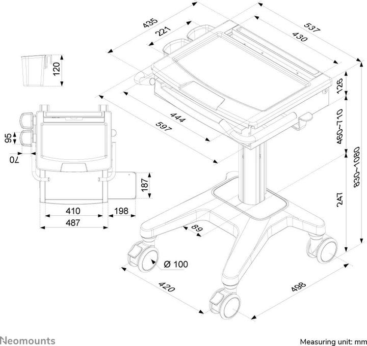 Productafbeelding Neomounts Mobiele laptopwagen, inclusief toetsenbord- en muislade