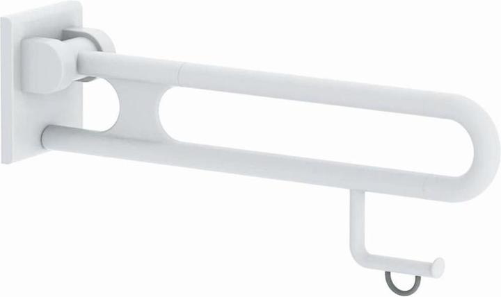 Immagine prodotto Normbau Binario di supporto pieghevole Nylon Care 850 mm, con porta rotolo di carta, bianco