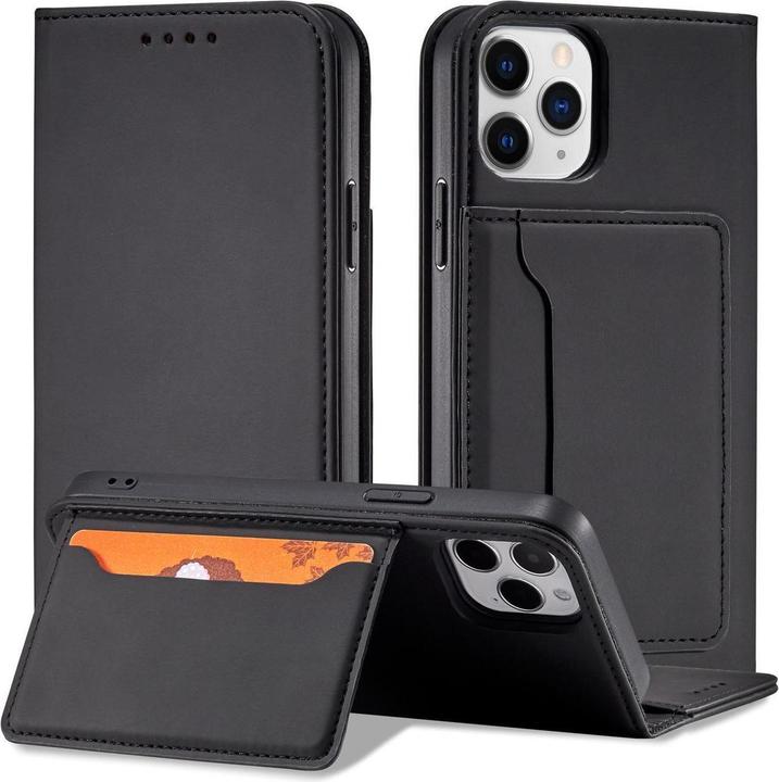 Produktbild Hurtel Magnet Card Case for iPhone 12 cover card wallet card stand black (Apple iPhone 12)