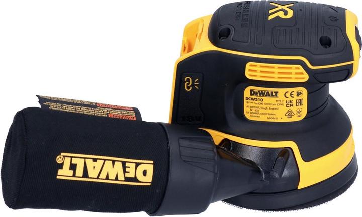 Productafbeelding DeWalt DCW 210 P2 Accu Vlakschuurmachine 18 V 125 mm Borstelloos + 2x accu 5.0 Ah + lader (Excentrische schuurmachine)