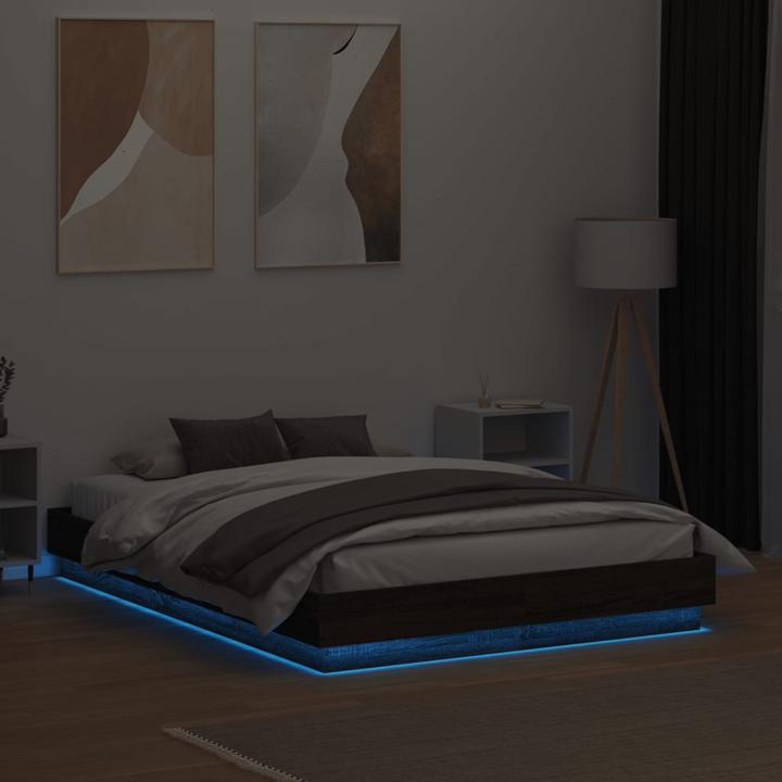 Produktbild VidaXL Bettgestell mit LED Sonoma-Eiche (135 x 190 cm)