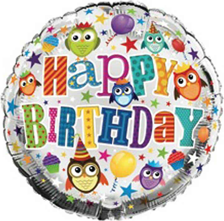 Produktbild Simon Elvin FolienBallon mit Happy Birthday und EulenDesign 46 cm (1 x)