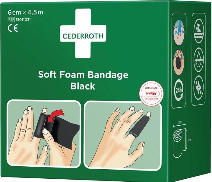 Actual product image Cederroth Plaster and bandage Soft Foam self-adhesive elastic, black Roll 6 cm x 4.5 m (1 x)