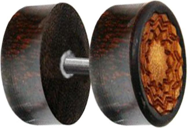 Star Piercing Fake Plug Jackfruit einlage aus Tamarind Holz (ohne Messing, Organisch)