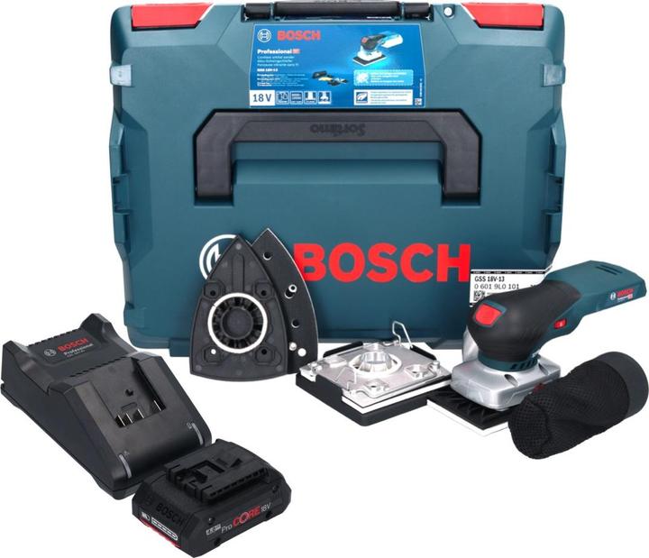 Image du produit Bosch Professional Bosch GSS 18V-13 Ponceuse vibrante sans fil 18 V + 1x batterie ProCORE 4,0 Ah + chargeur + L-BOXX (Ponceuse vibrante)