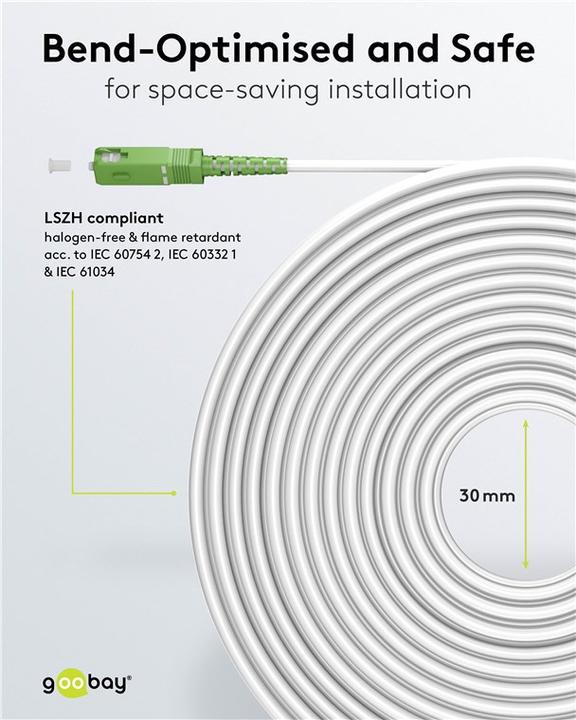 Produktbild Goobay Glasfaserkabel FTTH, Singlemode OS2 White, weiss Simplex, 20 m (S/UTP, 20 m)