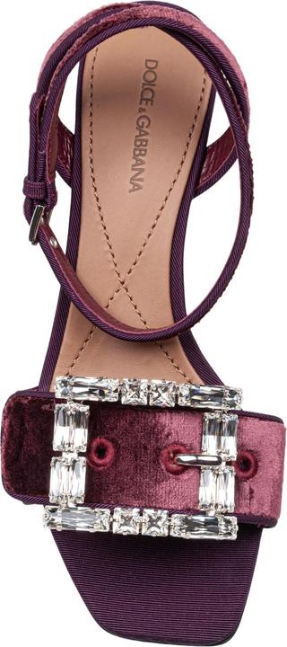 Actual product image Dolce & Gabbana velvet sandal in vinacca color with buckle with stones (36)