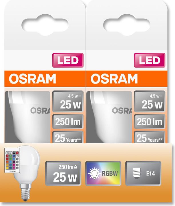 Produktbild Osram Led Retrofit Rgbw Lamps With Remote Control (E14, 25 W, 250 lm, 1 x, G)