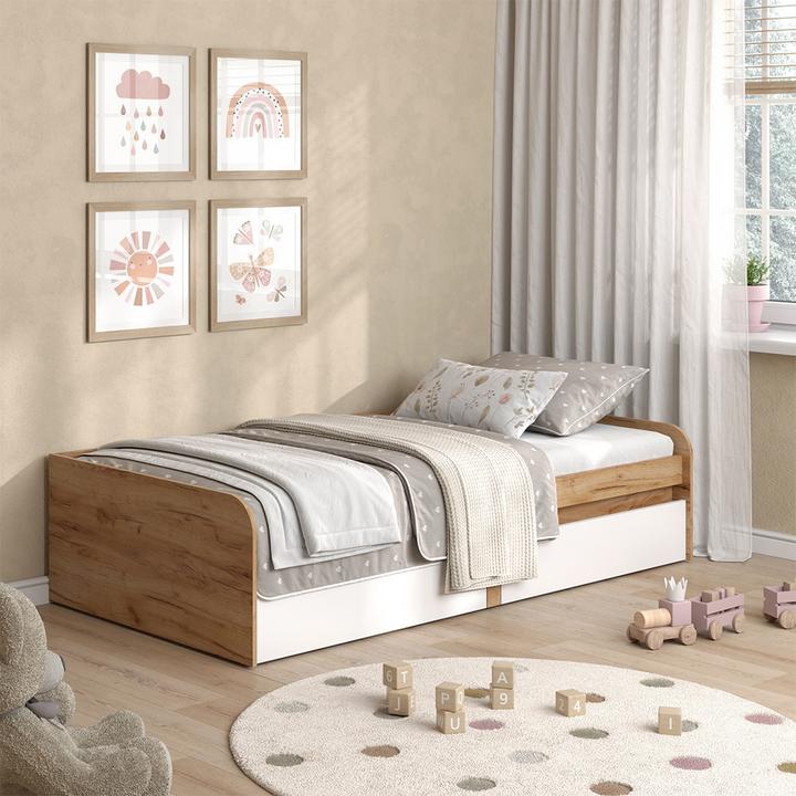 Actual product image Vichy Children's bed Clario, White/Artisan, 90x200 cm without mattress (90 x 200 cm)