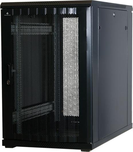 Produktbild Rockstable Netzwerkschrank 19" compatible 18HE 900x600x1000mm Black (RAL 9005) Front: Glastür Rückwärtig: Stah (19 Zoll Rack)