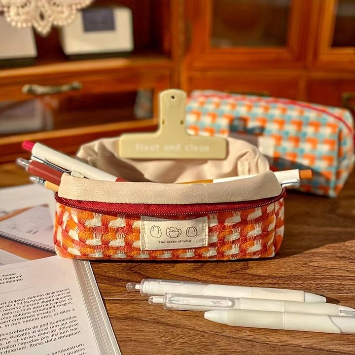 Image du produit Only-Bags.Store arc-en-ciel tressé papeterie sac lavable Pencil Case boîte de papeterie grande capacité