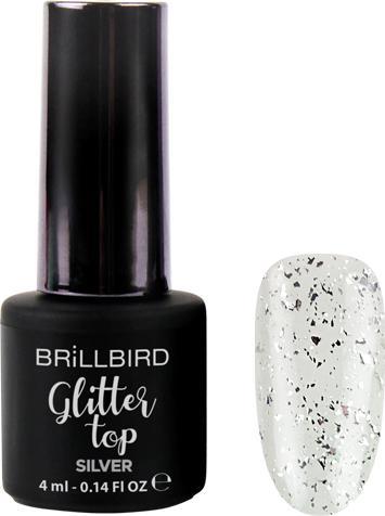 BrillBird Glitter Top Silver - 4ml (Top Coat)