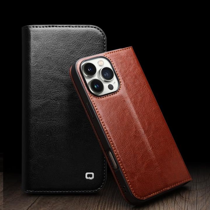 Image du produit QiAlino Fourre Flip cuir véritable (Apple iPhone 16 Plus)