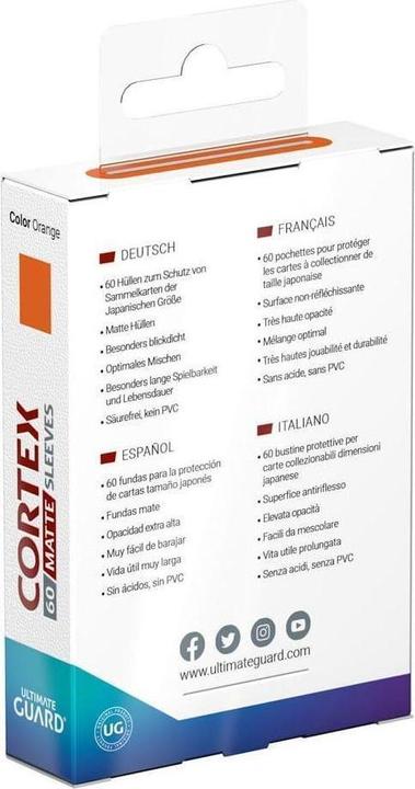 Image du produit Ultimate Guard 60 pochettes Cortex Sleeves Japanese Size Matte Orange