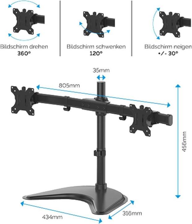 Produktbild Fellowes Freistehender Doppel Monitorarm Professional Series (Tisch, 27")