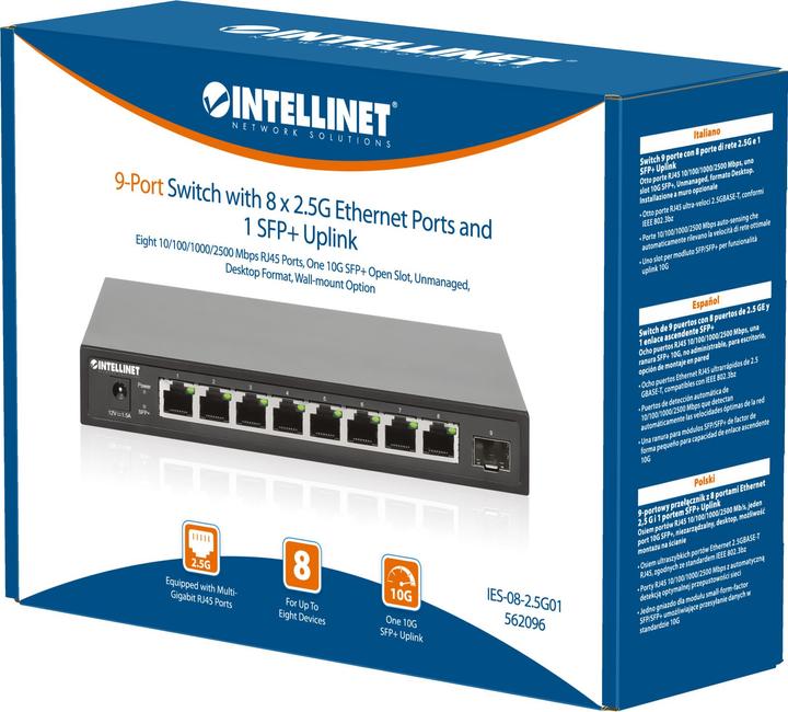 Actual product image Intellinet 9-port switch with 8 x 2.5G Ethernet ports and 1 SFP+ uplink (9 Ports)