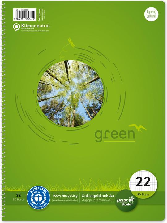 Produktbild Ursus Green Collegebook (A4, Kariert)