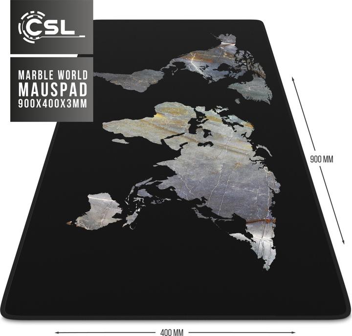 Actual product image CSL Gaming Mouse Pad, XXL Mouse Mat 900 x 400mm, Precision & Speed, Marble Black (XXL)