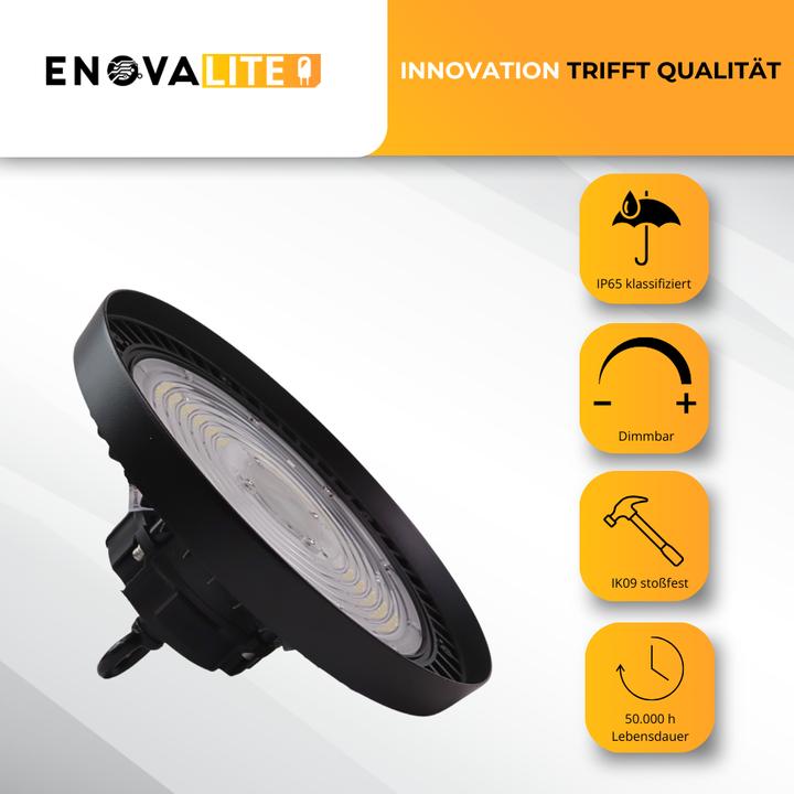 Produktbild Enovalite LED-Highbay-Leuchte, UFO, EEK: C, 200W, 34000lm, 4000K, schwarz (34000 lm)