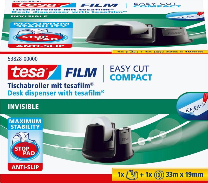 Actual product image tesa tesafilm COMPACT table dispenser, tape dispenser with non-slip base, incl. 1 roll of tesafilm