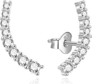 Beneto Modern longitudinal earrings with clear zircons AGUP2344L (L)