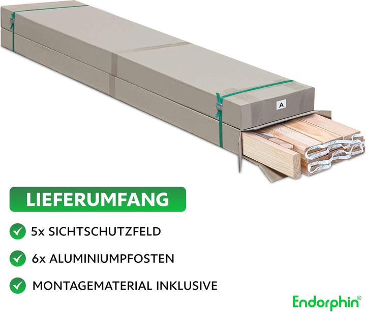 Produktbild Rhombus-Sichtschutzzaun Lärche | 5x Elemente (180x180cm) & 6x Alu-Pfosten (7x7x235cm)
