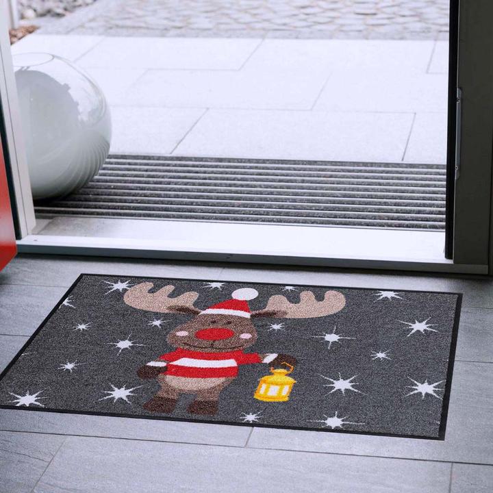 Produktbild Salonloewe Elch Rudi grau 50x75 cm Weihnachtsmotiv (50 x 75 cm)