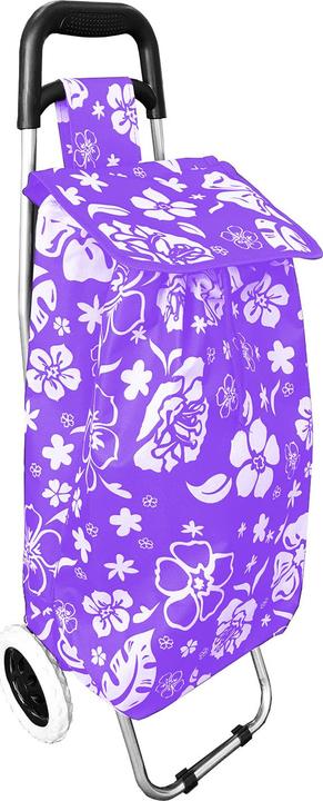 Produktbild Mojawo Einkaufstrolley Violett mit Blumenmuster + Rädern / klappbar
