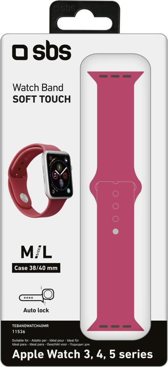 Produktbild SBS Armband Grösse M/L für Apple Watch Series 3/4/5/6/7/SE 40mm rot (40 mm, Silikon)