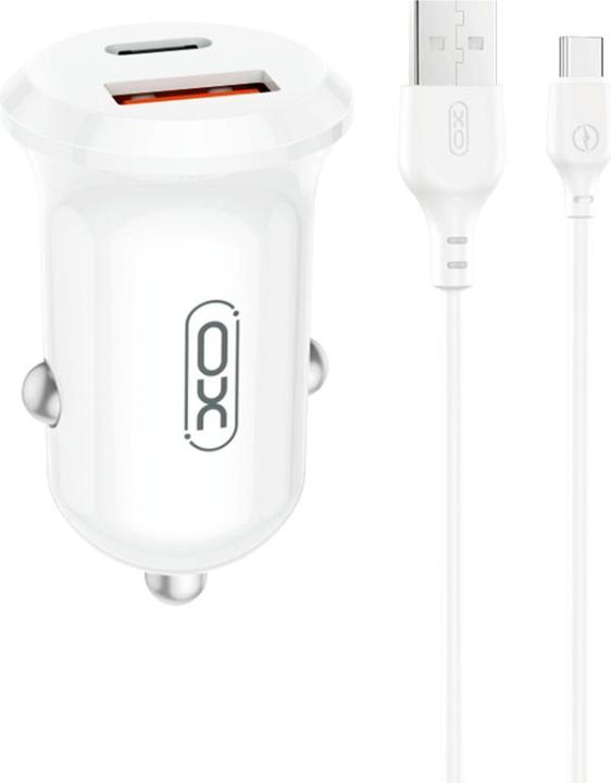 Produktbild xO car charger CC69 PD 30W QC 1x USB 1x USB-C white + cable USB - USB-C
