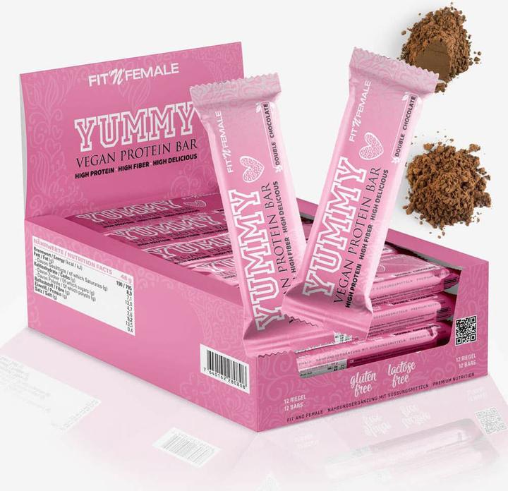 Actual product image FitnFemale Yummy Vegan Protein Bar - 12 Display (Chocolate)