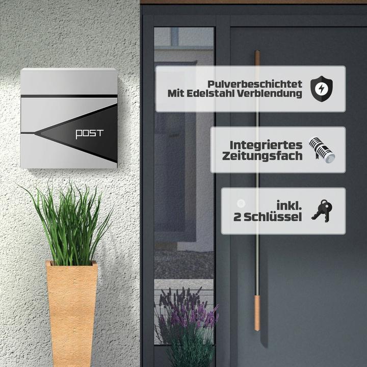 Produktbild Arebos Design Wandbriefkasten mit Zeitungsfach