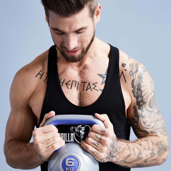 Actual product image Gorilla Sports Kettlebell Stylish (1 x 10 kg, 1 x 18 kg, 1 x 20 kg, 1 x 4 kg, 1 x 3 kg, 1 x 14 kg, 1 x 6 kg, 1 x 8 kg, 1 x 16 kg, 1 x 12 kg)