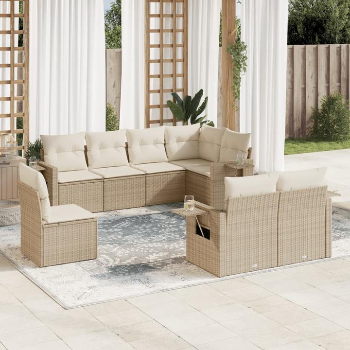 Produktbild VidaXL Gartenmöbel Sofa Garnitur Gartengarnitur Garten Sitzgruppe 9-tlg. Beige
