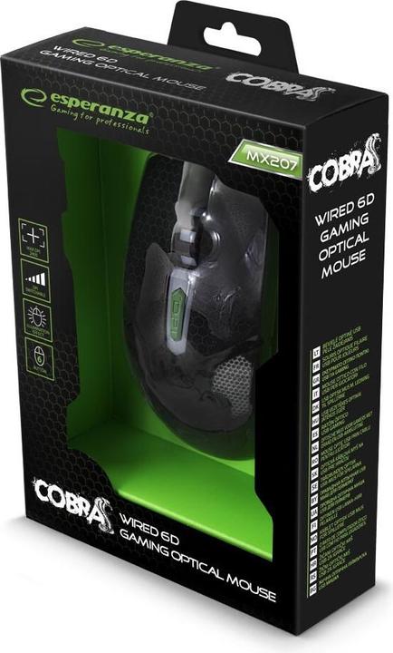 Actual product image Esperanza Gaming mouse MX207 Cobra EGM207G Green (Cable)