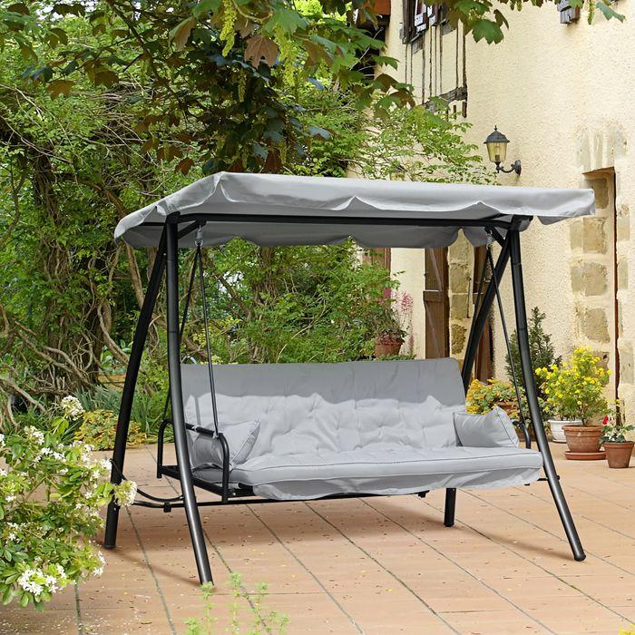Produktbild Swisshandel24 Hollywoodschaukel Gartenschaukel Schaukel Schaukelbank mit Liege-Funktion, 3 Sitzer, Metall+Polyeste
