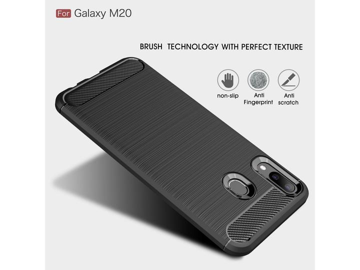 Produktbild Screenguard Samsung Galaxy M20 Hülle Carbon Brushed Soft TPU (Samsung Galaxy M20)