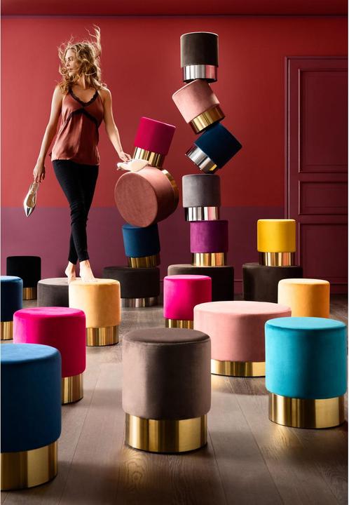Produktbild Kare Design Hocker Cherry Schwarz Brass Ø35cm