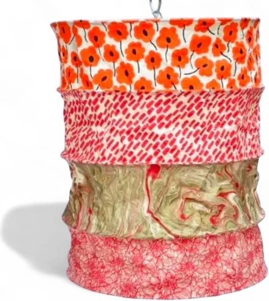 Produktbild sense&purpose Lampenschirm handgeschöpftem Papier orange/rot Blumen